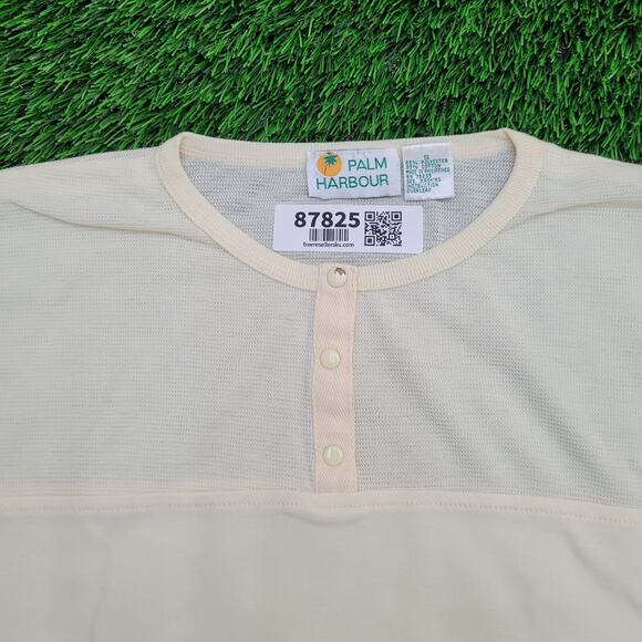 Vintage Palm-Harbour Henley Mesh Shirt Womens Small 18x22 Pastel Sleeveless - Picture 2 of 10
